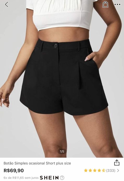 Short Sastrero, Outfits Shorts, Plus Size Shorts, Black Denim Shorts, Outfits Casuales, Shorts With Pockets, Casual Shorts, Short Dresses, Denim Shorts