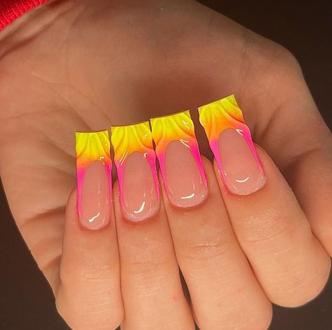 Summer Spring Nails, Ombré French, Short Square Acrylic Nails, Square Acrylic Nails, Long Acrylic Nails, Mani Pedi, Spring Nails, Nail Inspo, Body Care