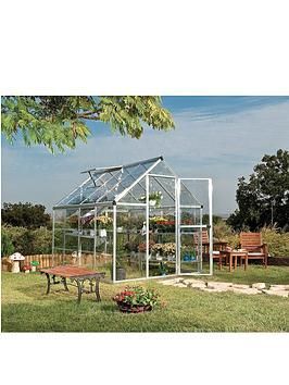 Palram Harmony 6 X 8Ft Greenhouse - Silver 4WNGD £399.99 @ Very

Palram PALRAM HARMONY 6 X 8 GREENHOUSE - SILVER The Harmony 6 x 8 ft Greenhouse looks after your plants all year round.   The smart and clean design results in a functional and sturdy structure offering the perfect environment for your plants to thrive at all times of the year. This great value greenhouse is made from a rust-resistance aluminum frame and crystal polycarbonate panels that are much stronger than glass while... Polycarbonate Panels, Rain Gutters, Water Collection, Fancy Dress For Kids, Garden Items, Garden Buildings, Sliding Panels, Aluminum Frame, Hot Days