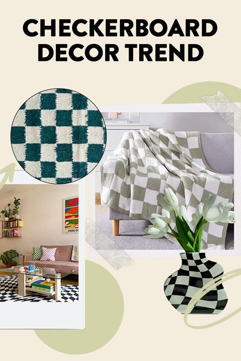 Checkerboard Decor Trend Checkered Home Decor, Checkerboard Room Decor, Checkered Pattern Interior, Checkerboard Home Decor, Checkerboard Decor, Black And White Checkered Home Decor, Goth Kitchen Decor, Checkered Pattern Design, Goth Kitchen