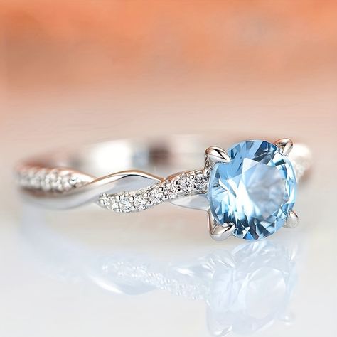 Faster shipping. Better service Twisted Vine Engagement Ring, Vine Engagement Ring, Cut Rings, Pretty Engagement Rings, Engagement Ring For Women, Aquamarine Engagement Ring, Promise Rings For Her, Sapphire Color, Aquamarine Ring