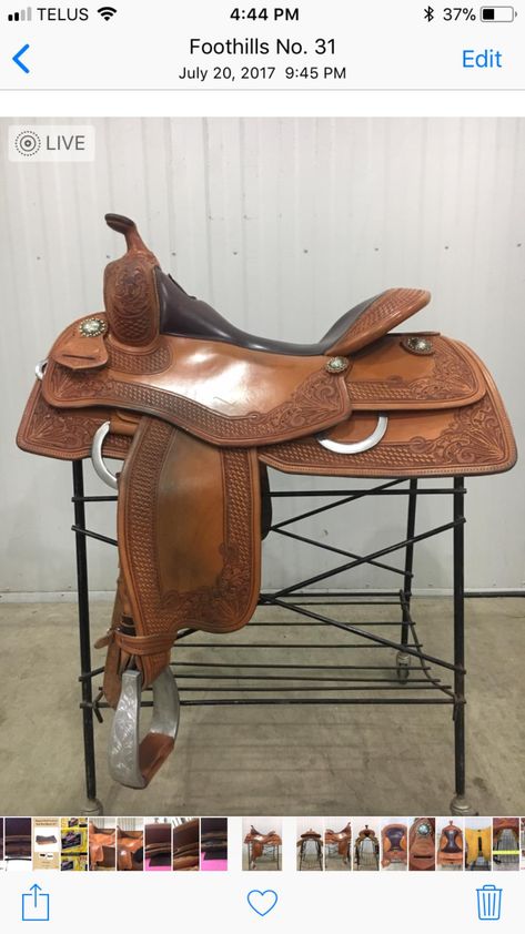 16" JIM TAYLOR REINING SADDLE FOR SALE: Gently used 16” Jim Taylor Custom Reining Saddle. Dell Hendrick‘s Shoulder Free Tree.  Used less than one year. I have too many saddles and only one horse. Extremely comfortable saddle. #saddlesforsale #custom #saddle Reining Saddle, Saddles For Sale, Trail Saddle, Custom Saddle, Western Saddles, Barrel Saddle, Western Clothing, Western Saddle, Horse Stuff