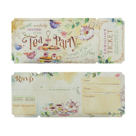 PRICES MAY VARY. These are garden themed tea party invitation printed on 250GSM (170lbs) premium card stock. The smooth texture and pastel colors make them a delightful keepsake for your guests. The package contains 24 sets of invitation cards and kraft envelope holders of the same card thickness. The card measures 6.6" x 2.5" (168mm x 64mm). The envelope measures 6.85" x 3.15" (175mm x 80mm) when folded. The envelopes have open ends at both sides. However a tab has been incorporated in the desi Tea Party Invitations Diy, Tea Party Invites, Tea Invitations, Tea Party Wedding Shower, Themed Tea Party, Tea Party Invite, Birthday Invitation Princess, Bday Themes, Garden Tea Party