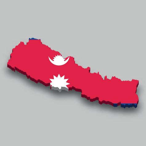 3d isometric Map of Nepal with national flag. Nepal Flag Image, Map Of Nepal, Nepal Flag, Map Logo, Isometric Map, Greeting Card Image, 3d Isometric, Photo Pose Style, Flags Of The World