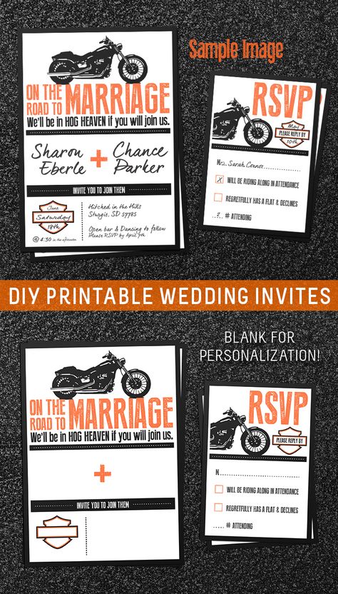 Motorcycle Wedding Ideas, Biker Wedding Theme, Motorcycle Wedding Invitations, Harley Wedding, Harley Davidson Wedding, Save The Date Ideas, Motorcycle Wedding, Biker Wedding, New Harley