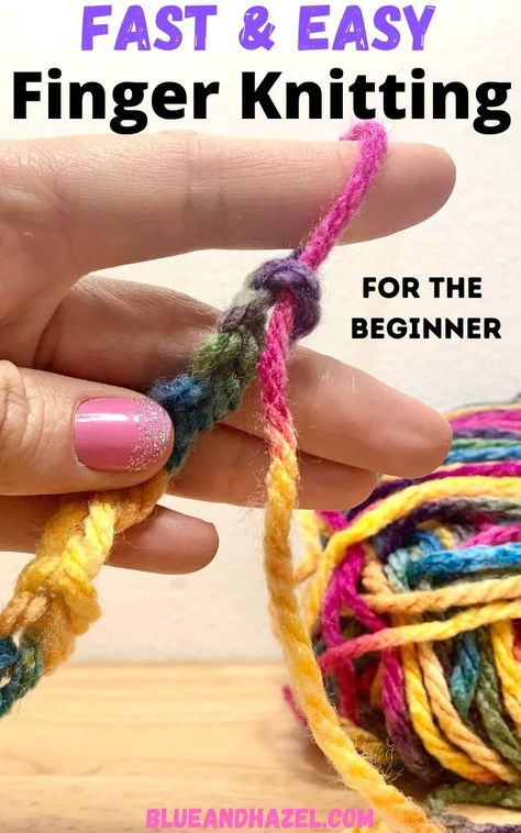 What To Do With Finger Knitting, No Knit Yarn Projects, Easy Finger Crochet Projects, Yarn Finger Knitting, Finger Knitting For Kids Simple, Finger Yarn Crafts, Finger Weaving For Kids, Knitting Without Needles, Finger Nitting Crafts