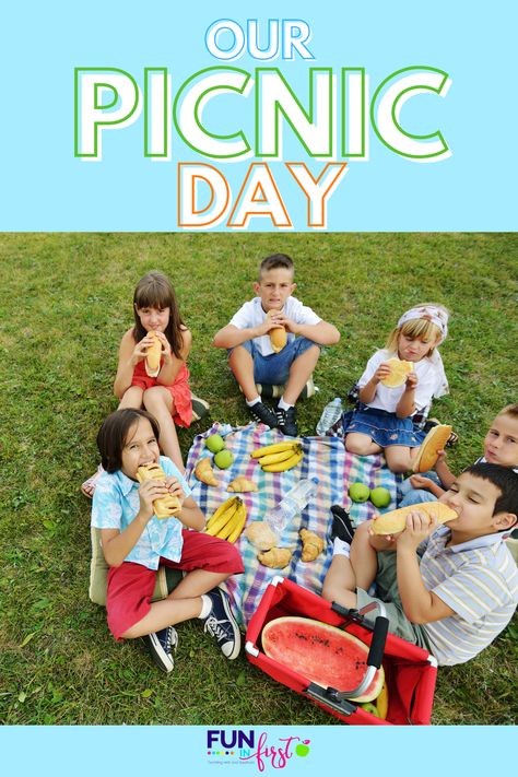 One of my favorite days of our school year is our “Picnic Day.” I prearrange this with our cafeteria staff and they make sack lunches for my students for our picnic. All day, we try and do “picnic” themed activities. Class Picnic Ideas, Summer Picnic Activities, School Picnic Ideas, Picnic With Kids, Picnic For Kids, Literacy Working Wall, Sack Lunches, Play Preschool, Healthy Picnic