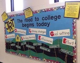 College-Bound Bulletin Boards | The road to success begins today?  Jr. High Career Bulletin Boards, Counselor Bulletin Boards, School Counseling Bulletin Boards, College Theme, Counseling Bulletin Boards, High School Bulletin Boards, College Bulletin Boards, College Counseling, High School Counseling