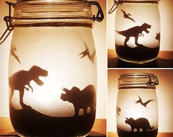 Mason Jar Night Light, Fairy Lights In A Jar, Dino Room, Diy Luminaire, Fairy Lanterns, Fairy Jars, Dinosaur Crafts, Diy Jar Crafts, Mason Jar Crafts Diy