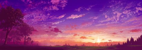 Purple Anime, Light Purple Wallpaper, Youtube Banner Backgrounds, Sky Anime, Sunset Artwork, Zero Wallpaper, Anime City, Purple Sunset, Scenery Background