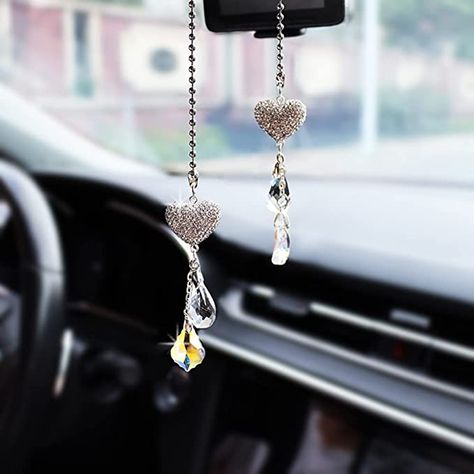 Amazon.com: Car Mirror Hanging Accessories Car Accessories for Women, Love Crystal Car Mirror Charms Cute Car Rear View Mirror Hanging Ornament, for Car Interior Decor Pendant Anniversary (Silver) : Automotive Car Rear View Mirror Decor, Car Mirror Charms, Car Mirror Hanging Accessories, Mirror Charms, Car Mirror Hanging, Rear View Mirror Accessories, Car Charms Mirror, Rear View Mirror Decor, Mirror Hanging