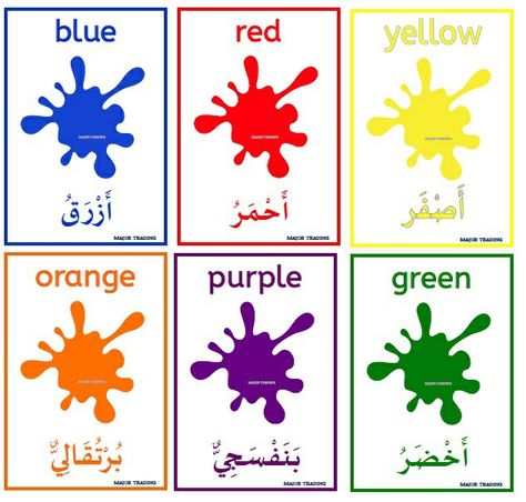 Arabic Colours - Bilingual Flashcards Arabic Colors, Word Puzzles For Kids, English Flashcards, Kindergarten Colors, Color Flashcards, Arabic Alphabet Letters, Islamic Kids Activities, Learn Arabic Alphabet, Kindergarten Learning Activities