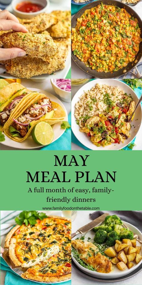 May Dinner Calendar, Meal Plan Ideas Family, May Menu Plan, May Meals, Ww Meals For Family, Dinner Ideas For The Week Menu Planning, Spring Meal Plan, 7 Day Meal Plan Family, Summer Menu Ideas Meal Planning