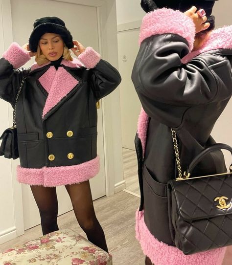 Winter Fits, Mode Inspo, Looks Chic, Pink Outfits, Looks Style, Looks Vintage, Coat Fashion, Pink And Black, Fashion Killa