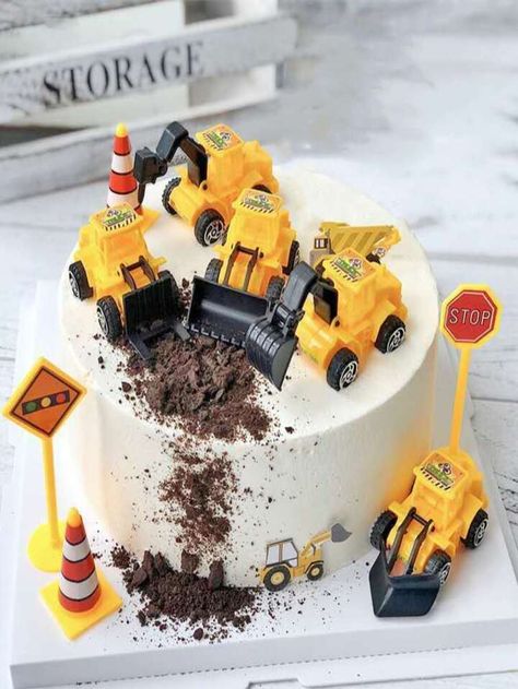 1set Construction Vehicle Cake Toppers With Excavator, Shovel, Bulldozer, Roadblock, Traffic Sign For Kids' Birthday Party Decoration for Sale Australia| New Collection Online| SHEIN Australia Crane Cake, Construction Party Cakes, Vehicle Cake, Tractor Birthday Cakes, Tractor Cake, Baby Boy Birthday Cake, Construction Cake, Truck Cakes, Cake Decorating Set