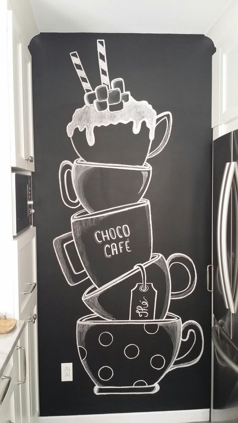 Kaffe Bar, Papan Tulis Kapur, Chalkboard Drawing, Chalkboard Wall Art, Kule Ting, Blackboard Art, Chalk Wall, Chalkboard Drawings, Chalkboard Lettering