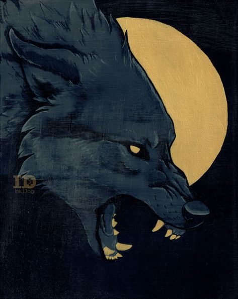 Snarling Wolf Art, Edgy Werewolf Art, Snarling Wolf Drawing, Wolf Snarling Drawing, Wounded Wolf Art, Wolf Artwork, Werewolf Art, Wolf Drawing, Japon Illustration