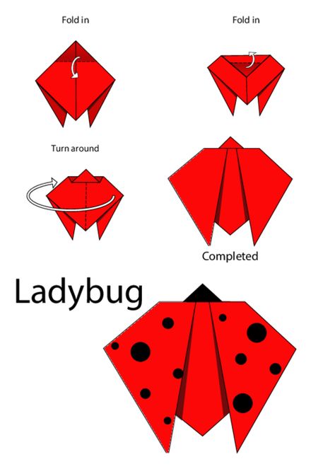 Printable Origami Instructions, Origami Ladybug, Origami Heart Instructions, Origami Printables, Origami Instructions Easy, Lotus Origami, Origami Butterfly Tutorial, Easy Origami Animals, Origami Dove