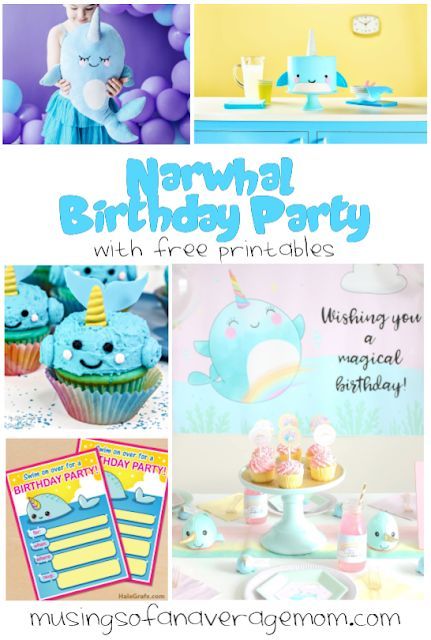 Narwhal Birthday Party, Narwhal Party, Birthday Party Treats, Diy Party Favors, Party Printables Free, Diy Birthday Party, Kids Party Themes, Childrens Birthday Party, Decorations Party