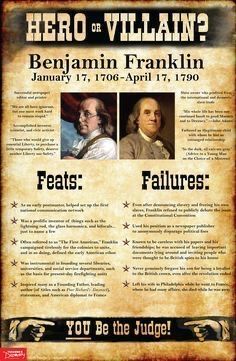 Presidents Worksheets, Benedict Arnold, Hero Or Villain, World History Facts, American History Timeline, World History Classroom, World History Lessons, History Posters, History Facts Interesting