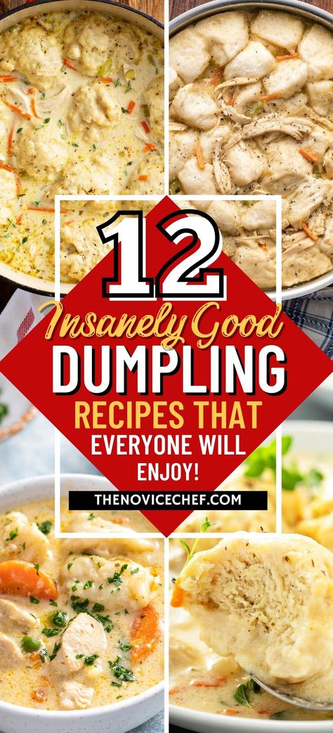 A flavorful round-up of the best dumpling recipes! Easy tips for making homemade wontons, potstickers, creamy chicken and dumplings and more. Flavorful Chicken And Dumplings, Ip Chicken And Dumplings, Dense Dumplings Recipe, Quick Easy Chicken And Dumplings, Diy Chicken And Dumplings, Best Homemade Dumplings, Creamy Chicken Dumplings, Drop Dumplings Bisquick, Polish Chicken And Dumplings