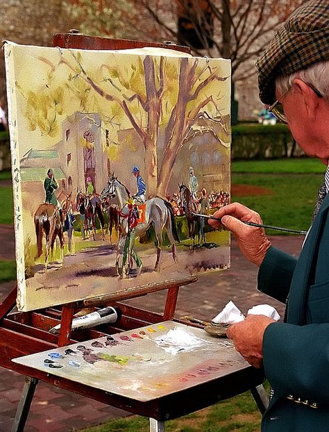 Lexington Kentucky - Keeneland Race Track "Artist at Work" Kentucky Home, Kentucky Girl, Derby Horse, Thoroughbred Horse Racing, Equestrian Art, My Old Kentucky Home, Lexington Kentucky, Thoroughbred Horse, Lexington Ky