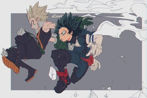 Bakugou Katsuki & Midoriya Izuku pose reference dinamic pose jumping Bkdk Canon, Jumping Poses, Boku No Academia, Bakugou Manga, Pet Bunny, Harry Potter Anime, Bunny Rabbits, Buko No Hero Academia, Hero Academia Characters