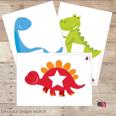 +Dinosaur+Shape+Matching+Printable Dinosaur Matching Game, Dinosaur Lesson, Dinosaur Theme Preschool, Dinosaurs Preschool, Dinosaur Activities, Match Game, Dinosaur Crafts, Learning Shapes, Shapes Activities