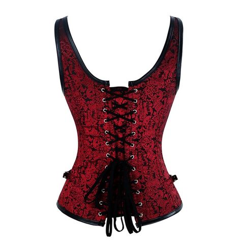 Steampunk Two Buckle Straps Overbust Corset Red Steampunk, Burlesque Dress, Star Trek Wedding, Vintage Bustier, Rockabilly Dresses, Goth Things, Corset Vest, Plus Size Costumes, Steampunk Corset