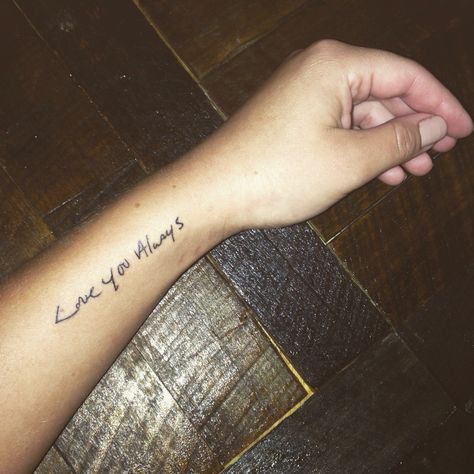 Handwriting tattoo Personal Handwriting Tattoos, Tattoo With Signature Handwriting, Mom Handwriting Tattoo Ideas, Kids Writing Tattoo, Tattoo Ideas Handwriting, Mom Handwriting Tattoo, Kids Handwriting Tattoo, Small Writing Tattoo, Handwriting Tattoo Ideas