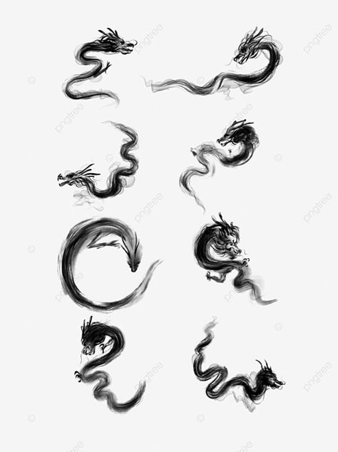 Png Tatoos, Dragon Ink Tattoo, Abstract Dragon Tattoo Design, Ink Dragon Drawing, Dragon Png Aesthetic, Dragon Abstract Art, Sketch Dragon Tattoo, China Dragon Drawing, Dragon Curled Up