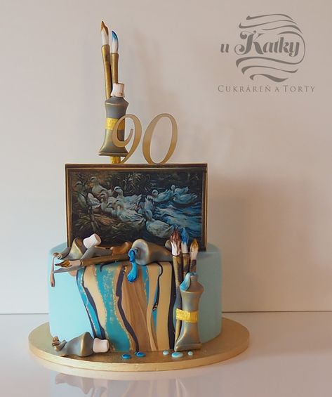 Artist Cake Design, Painter Birthday Cake, Cakes For Artists, Cake For Painter Artists, Craft Theme Cake, Birthday Cake For Artist, Art Themed Cake, Painter Cake Ideas, Artist Cake Ideas