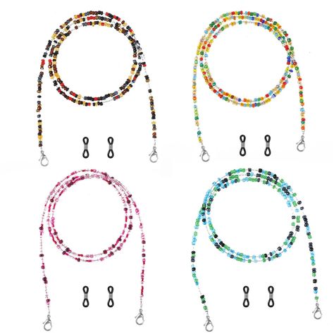 PRICES MAY VARY. Package:You will get 4 Pcs beads eyeglass chains,each eyeglass chain measures approx 27.55 Inch in length,attached with adjustable holder loop on the ends,so that the eyeglass chain can make it easy to attach to your glasses easily, and long enough for you to hang on your chest or behind your neck Material: The eyeglass chains for women is made of alloy metal bead chain and colorful plastic beads.The hook is made of a reinforced metal non-slip clip ring and silicone. All materia Glasses Hanger, Beaded Eyeglass Chain, Colorful Glasses, Eyeglass Chain Holders, Beaded Glasses, Glasses Lanyard, Eyeglass Chains, Eyeglasses Holder Necklace, Mask Chains