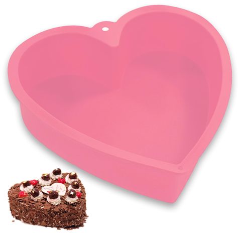 PRICES MAY VARY. 9 Inch Heart Shaped Cake Pans, Large Deepening Silicone Heart Shaped Molds for Baking, Nonstick, Easy Clean, Freezer, Microwave and Oven Available Nonstick Large 9inch Silicone Heart Pan-The heart-shaped cake mold is made of BPA-Free silicone, which is flexible and heat-resistant. Nice for preparing dessert during school parties, seasonal celebrations, and themed events. Heat-Resistant Silicone Heart Mold Cake-It can endure temperatures ranging from -40 to 230 degrees Celsius [- Clean Freezer, Anniversary Birthday Cake, Birthday Cake Cheesecake, Heart Cake Pan, Heart Shaped Cake Pan, Heart Shaped Cake, Food Tool, Cake Cheesecake, Shaped Cake