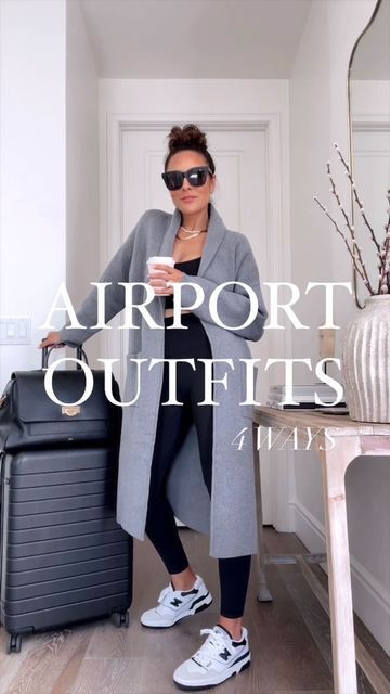 Airport Winter Outfit, Airport Outfit Cold To Hot Travel Style, Airport Outfit Winter To Tropical, Airport Outfit Fall 2024, Celebrity Airport Style Travel Outfits, Chic Sporty Outfits, Airport Outfit Cold To Hot, International Travel Outfit, Airport Outfit Comfy