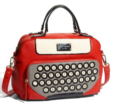 Lately, it seems as though Kate Spade is in on a mission to get me to buy a novelty handbag. First, she debuted her splendid bookcover clutches in some of my favorite classic titles, and now the Kate Spade All Typed Up Clyde Satchel has come to my attention, thanks to a Twitter friend. Writers … Novelty Purses, Unique Purses, Kelly Bag, Novelty Bags, Unique Bags, Crochet Bags, Kate Spade Handbags, Cute Bags, Typewriter