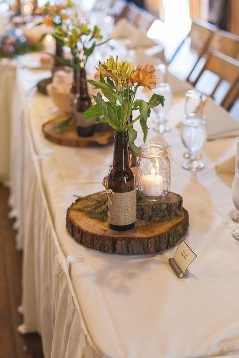 Plant Table Centerpieces, Wedding Table Centerpieces Rustic, Summer Fashion Ideas, Centerpieces Rustic, Elegant Wedding Table, Table Centerpieces Wedding, Table Decorations Wedding, Garden Wood, Small Lounge