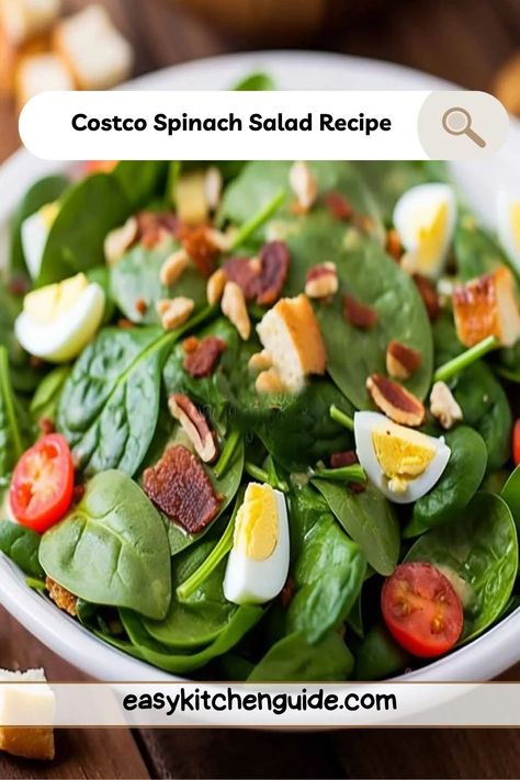 Costco Spinach Salad Recipe Costco Spinach Salad, Spinach Salad Recipes Easy, Spinach Salad Dressing Recipe, Spinach Salad Dressing, Spinach Salad Recipes, Salad Dressing Recipe, Kitchen Guide, Fresh Spinach, Spinach Leaves