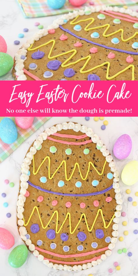 Easy Cookie Cake, Holiday Desserts Easter, Easy Easter Cookies, Spring Sweets, Dessert For A Crowd, Easter Egg Cookie, Dessert Easter, Easter Cookie Cake, Homemade Cookie Dough