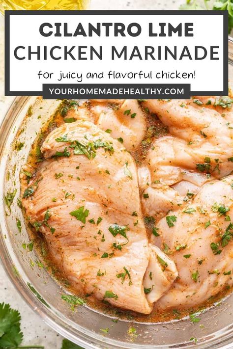 This super simple Cilantro Lime Chicken Marinade is perfect for summer grilling. It results in the juiciest, most flavorful chicken and pairs incredibly well with many different side dishes. Serve up this cilantro lime chicken in under an hour. Different Side Dishes, Street Corn Salsa, Lime Chicken Marinade, Cilantro Lime Chicken Marinade, Lime Marinade For Chicken, Chicken Marinade, Lime Rice, Cilantro Lime Chicken, Raw Chicken