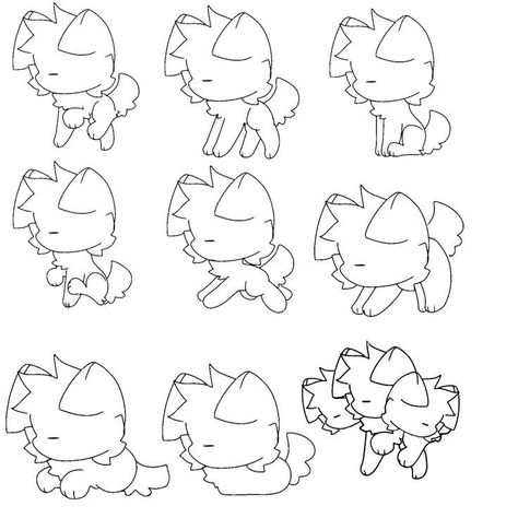 Chibi Wolf Base, Budsforbuddies Animals Base Dog, Budsforbuddies Animals Base, Budsforbuddies Base, Animal Base, Chibi Dog, Wolf Base, Body Type Drawing, Base Anime