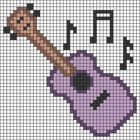 Guitar Alpha Pattern, Ceiling Fan Crafts, Crochet Music, Stitch Fiddle, Pikachu Drawing, Heart Music, Pixel Drawing, Music Instrument, Pixel Art Pattern