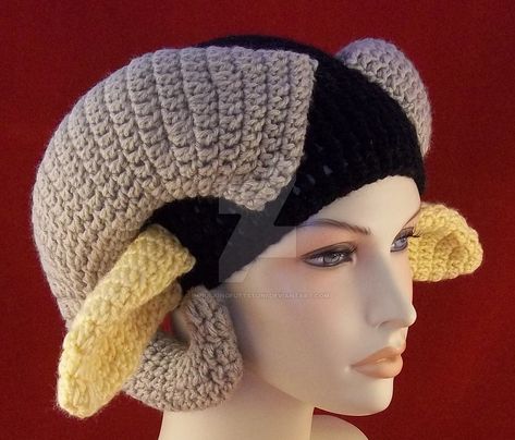 Crochet Beanie Ram Horns Long Ears Saga Marko by ImNuckingFuttsToni on DeviantArt Saga Marko, Crochet Costumes, Ram Horns, Crochet Beanie Hat, Crochet Beanie Pattern, Crochet Goodies, Custom Crochet, Hat Ideas, Halloween Crochet