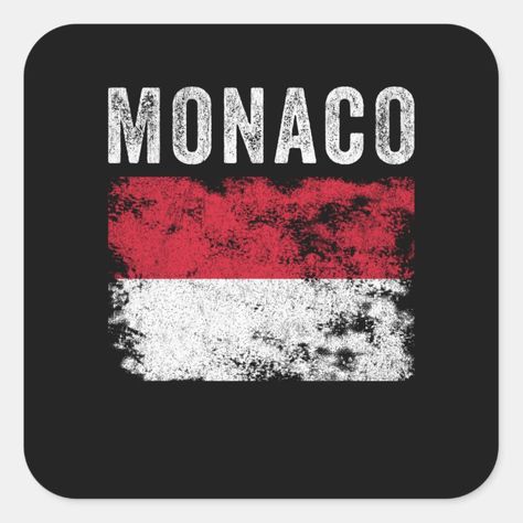 Monaco Flag Distressed - Monacan Flag Square Sticker - Monaco gift Monaco Flag, Monaco, Flag, Created By, Square, Stars, Gifts, Quick Saves