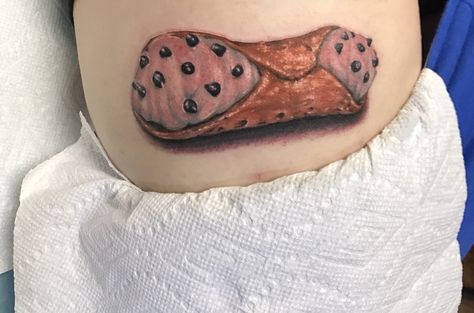 Cannoli tattoo ❤️❤️ #cannoli #tattoo #cannolitattoo #foodtattoos #foodtattoo Cannoli Tattoo, Cannoli, Tattoo Inspo, Print Tattoos, Tattoos And Piercings, Paw Print Tattoo, Paw Print, Tatting, Piercings