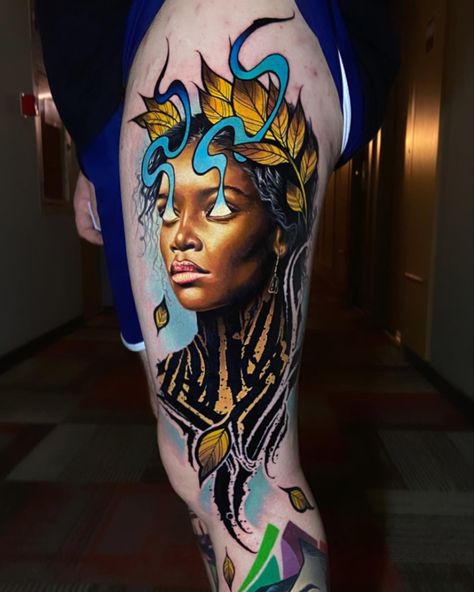 Artfusion tattoo - done by @duartetattoo Realistic Tattoo Ideas, Galaxy Tattoo Sleeve, Positivity Tattoo, Galaxy Tattoo, Getting A Tattoo, Realistic Tattoo, Tattoo Project, Badass Tattoos, Neo Traditional