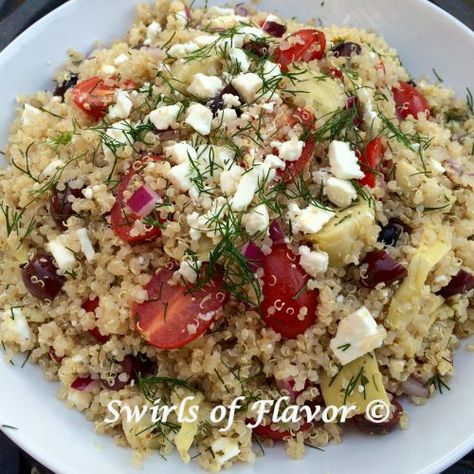 Quinoa Side Dish, Strawberry Pistachio, Greek Quinoa Salad, Mediterranean Quinoa, Creamy Feta, Mediterranean Quinoa Salad, Millet Recipes, Salad With Feta, Olive Salad