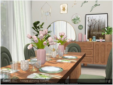 Sims 4 Thanksgiving Cc, Sims 4 Thanksgiving, Sims 4 Home Decor, Clothes Cc Sims 4, Sims 4 Accessories Cc, Sims 4 Cc Patreon, Cc Patreon, Sims Furniture, Boho Dining Room