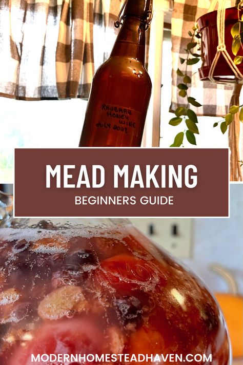 Starting to make mead is easier than you might think! With just a few simple ingredients and some patience, you can craft your own delicious honey wine at home. While the fermentation process takes time, the actual hands-on effort is minimal. Experiment with different types of flavor additions like fruits or spices to customize your mead to your taste preferences. Before you know it, you'll be enjoying your homemade mead and impressing your friends with your newfound brewing skills. #mead Make Mead, Making Mead, Mead Wine, How To Make Mead, Wine At Home, Mead Recipe, Fermented Honey, Modern Homestead, Honey Wine