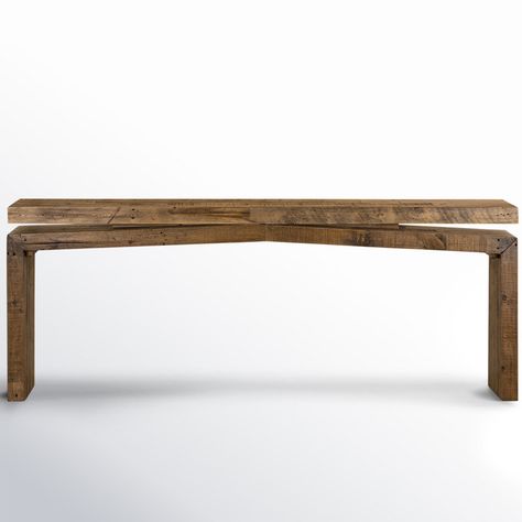 Birch Lane™ Henn Solid Wood Console Table & Reviews | Wayfair Amber Lewis Console Table, Maple Console Table, Console Table Seating, Sofa Bar Table Behind Couch, Cabin Foyer, Wood Console Table Entryway, Console Table Behind Sofa, Long Entryway Table, Entryway Inspo